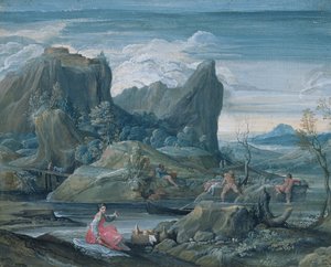 Landschap met baders